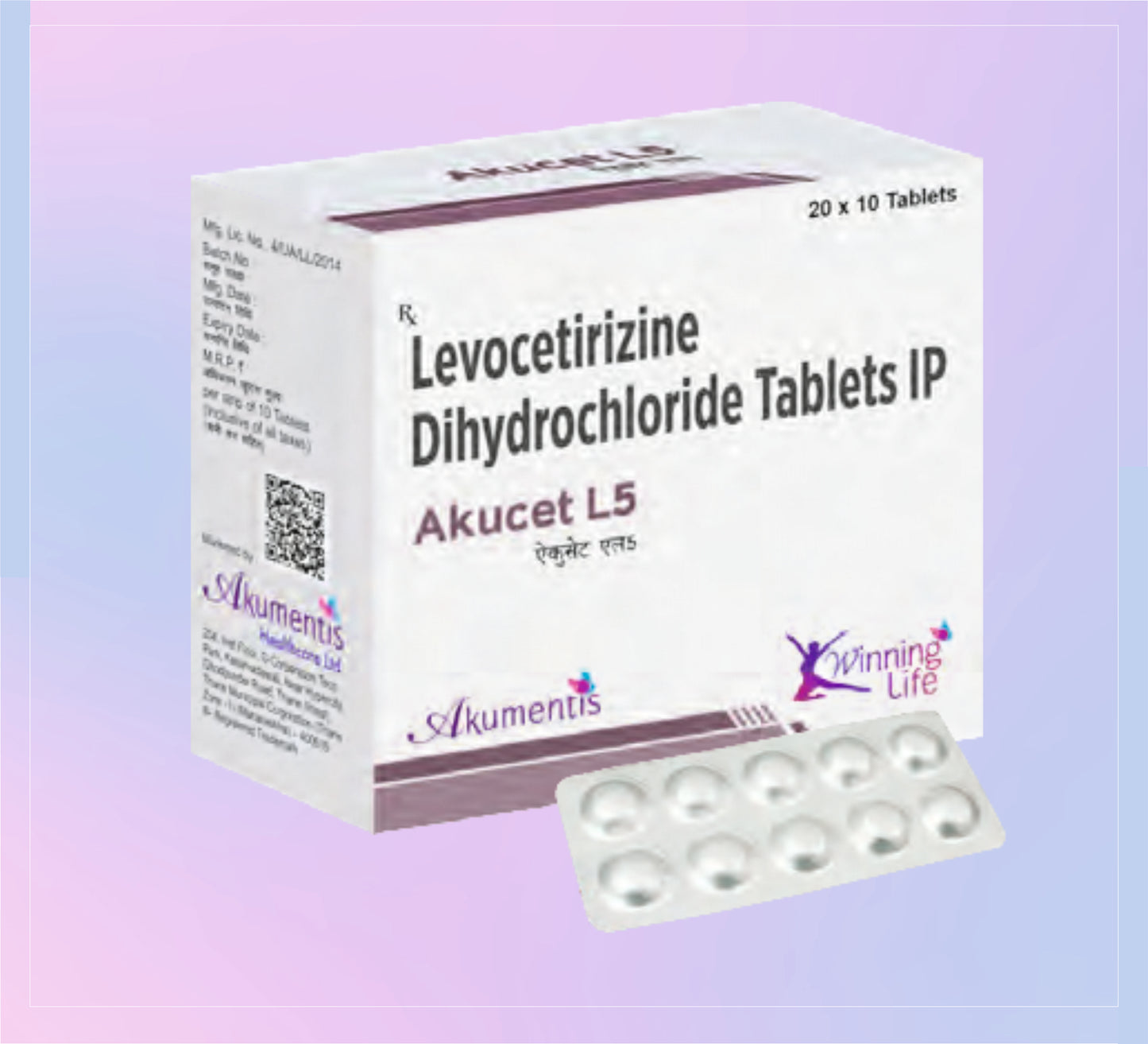 Akucet L5 Tab (Bl) 20x10 Levocetirizine 5 Mg by Akumentis