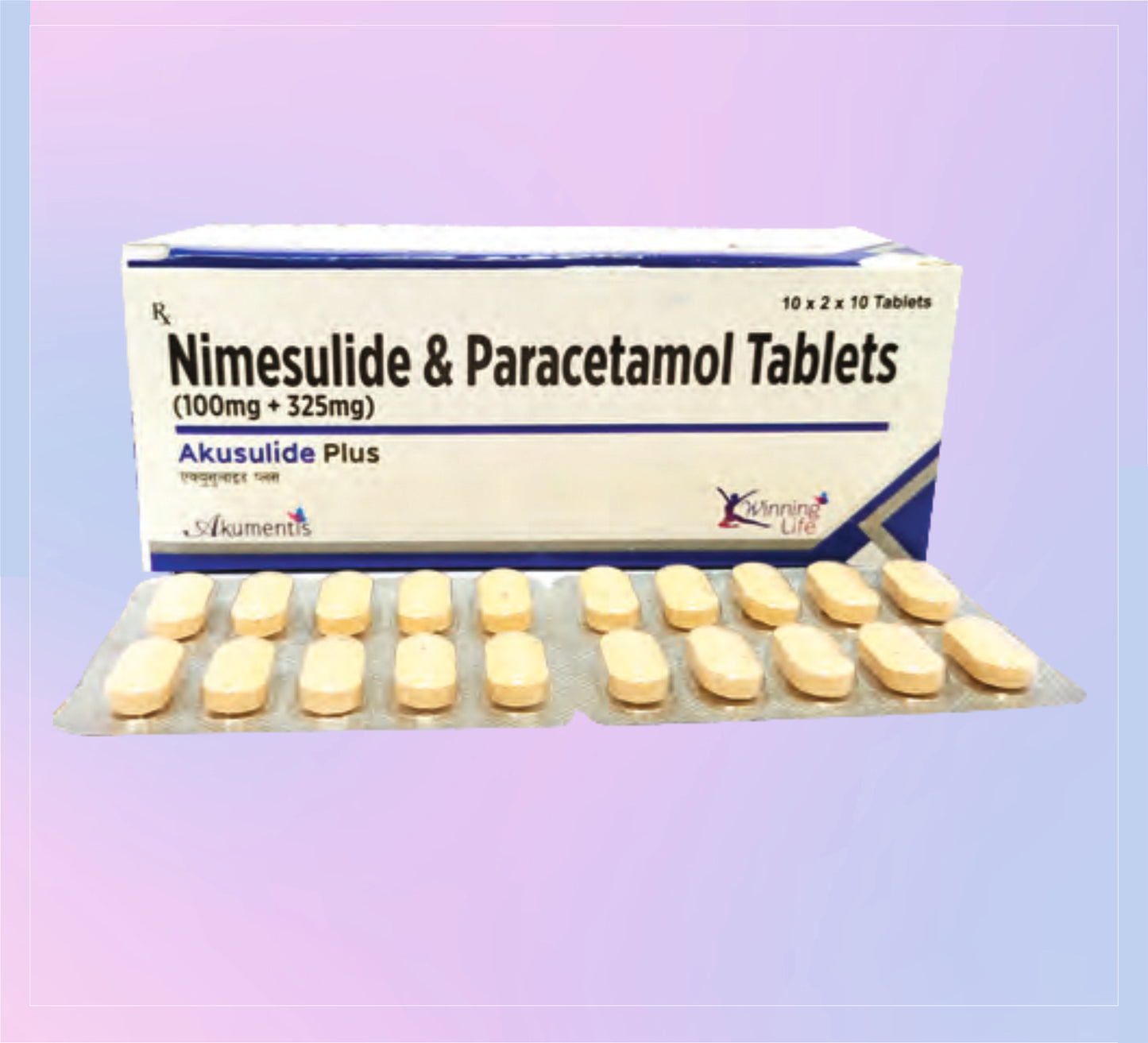 Akusulide Plus (Amber) Tab (Bl) 10X2X10 Nimesulide 100 Mg + Paracetamol 325 Mg by Akumentis