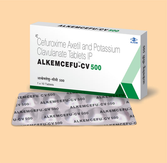 ALKEMCEFU-CV 500 TAB 10S ( Cefuroxime 500 Mg + Potassium Clavulanate 125 Mg ) by Alkem