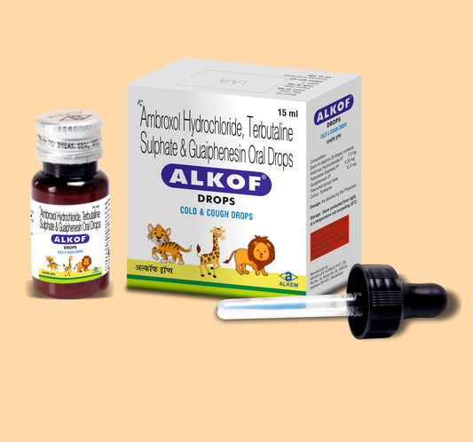 ALKOF DROPS 15ML ( Ambroxol 7.5 Mg + Terbutaline 0.25 Mg + Guaiphenesin 12.5 Mg / Ml ) by Alkem