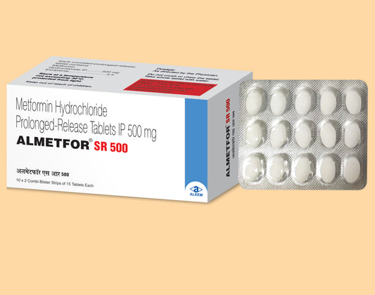 ALMETFOR 500 TABLETS (15'S) ( Metformin 500Mg ) Alkem1