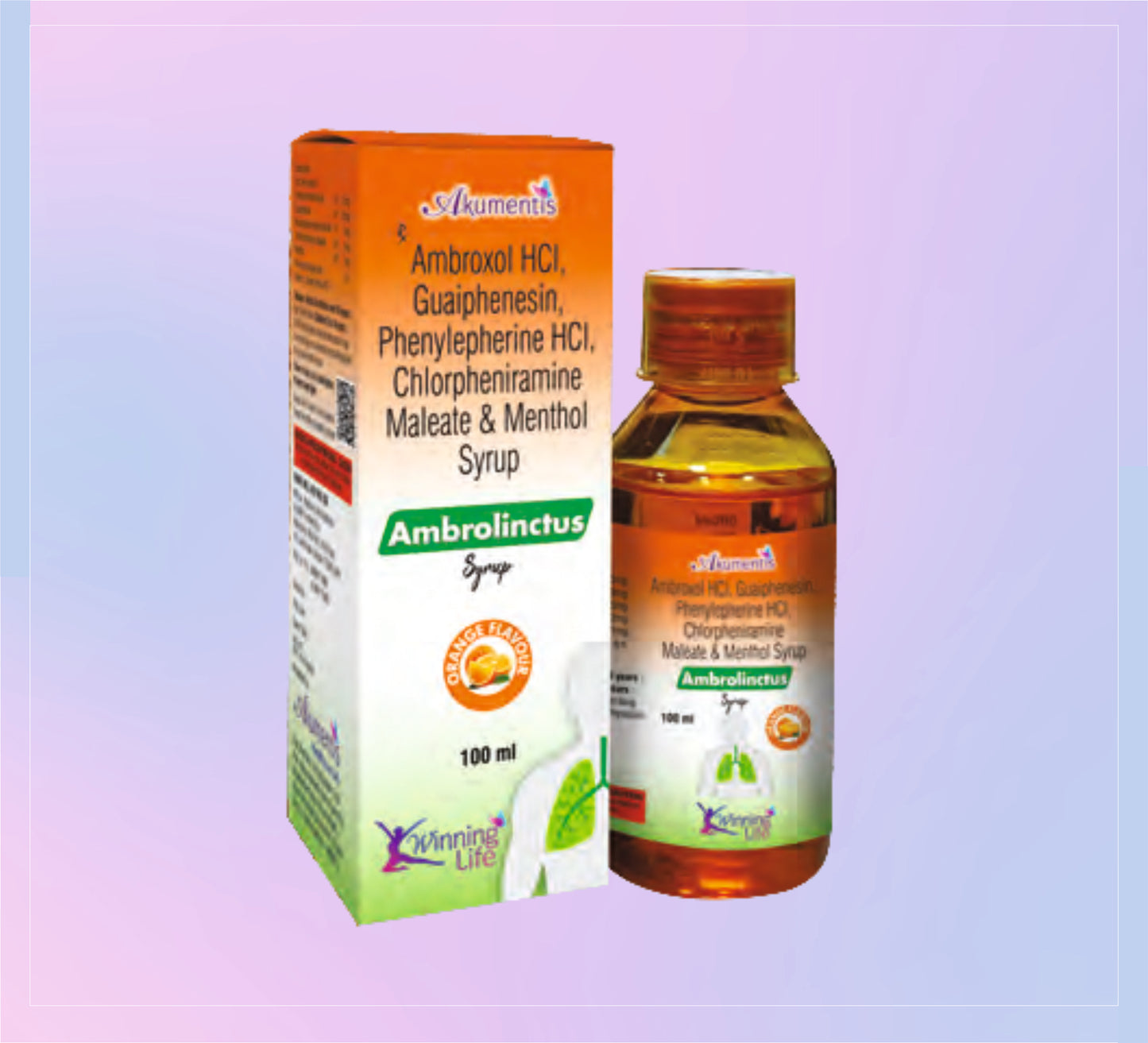 Ambrolinctus Syrup 100Ml 1x100ML Ambroxol 15 Mg + Guaifenesin 50 Mg + Phenylephrine 5 Mg + Chlorpheniramine 2 Mg + Menthol 1 Mg   by Akumentis
