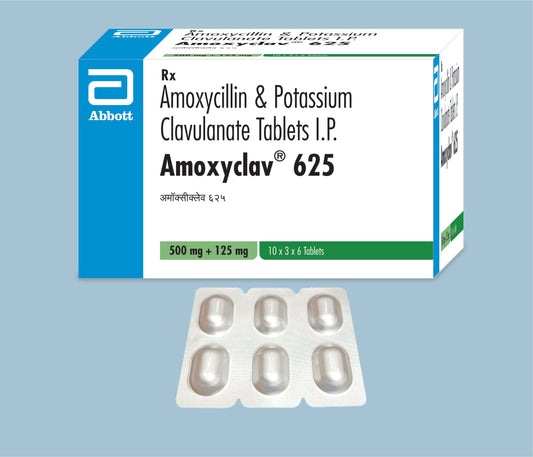 AMOXYCLAV 625 TABLETS 6’S 6 Tabs ( Amoxycillin 500mg & Potassium Clavulanate 125mg ) by Abbott