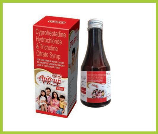 APP UP PLUS SYP 100 ML ( Cyproheptadine  2mg + Tricholine Citrate 275 mg + Sorbitol QS + Flavoured syrupy base ) by Intas
