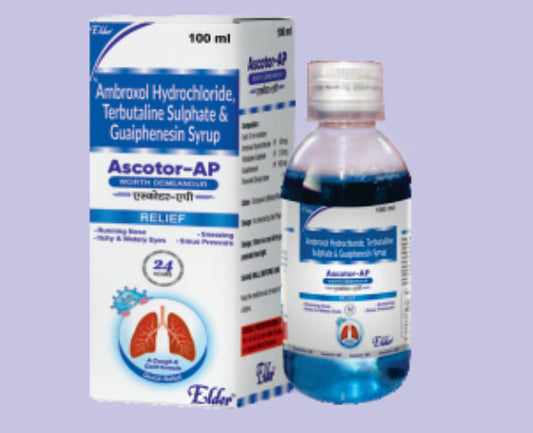 ASCOTOR AP SYP 100ML ( Ambroxol 30mg,Terbutaline 1.25mg,Ammonium Chloride 100mg,Guaiphenesin 50mg ) by Elder