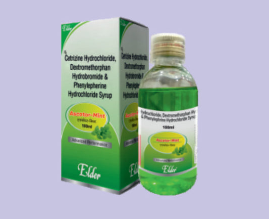 ASCOTOR MINT SYP 100ML ( Cetrizine 2.5mg, Dextromethorphan 5mg, Phenylepherine HCl 2.5mg ) by Elder