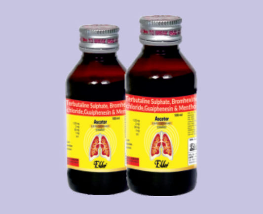 ASCOTOR  SYP 100ML ( Terbutaline1.25mg,Bromohexine 2mg,Guiaphensein 50mg,Menthol 1mg ) by Elder