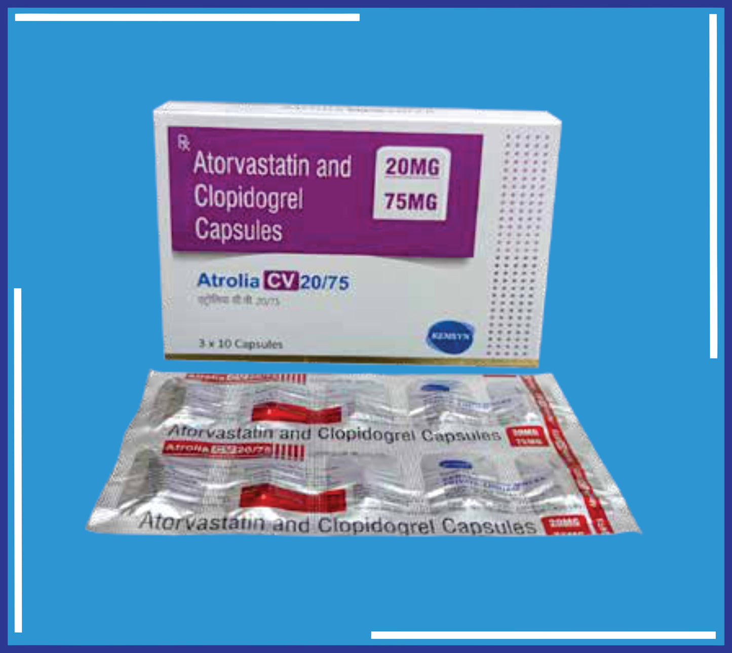 Atrolia Cv 20/75 Cap ( Atorvastatin 20Mg + Clopidogrel 75Mg ) pack 10x3x10 by Kemsyn