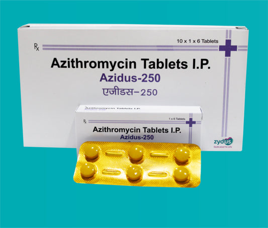 AZIDUS 250 TAB 10x1x6 ( Azithromycin (anhydrous) 250 mg ) by Zydus