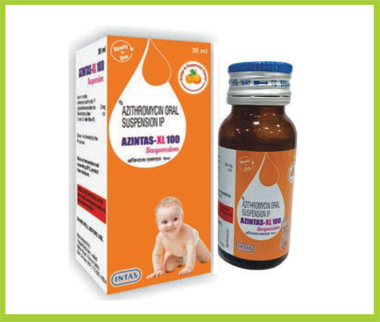 AZINTAS- XL 100 30ML ( Each 5 ml contains Azithromycin Dihydrate IP Eq to Azithromycin 100mg ) by Intas