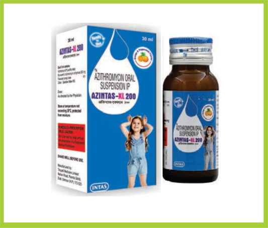 AZINTAS- XL 200 30ML ( Each 5 ml contains Azithromycin Dihydrate IP Eq to Azithromycin 200mg ) by Intas