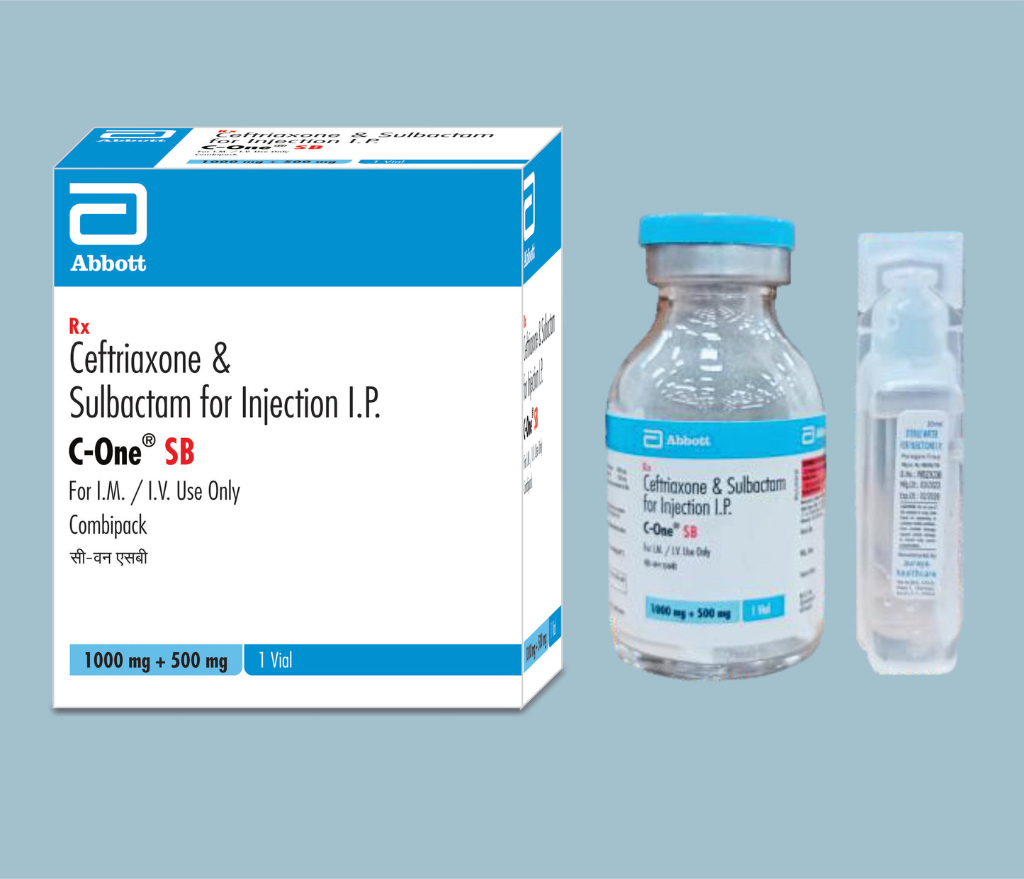 C-One SB Injection (Vial+wfi) (Ceftriaxon 1000mg & Sulbactam 500mg)  by Abbott