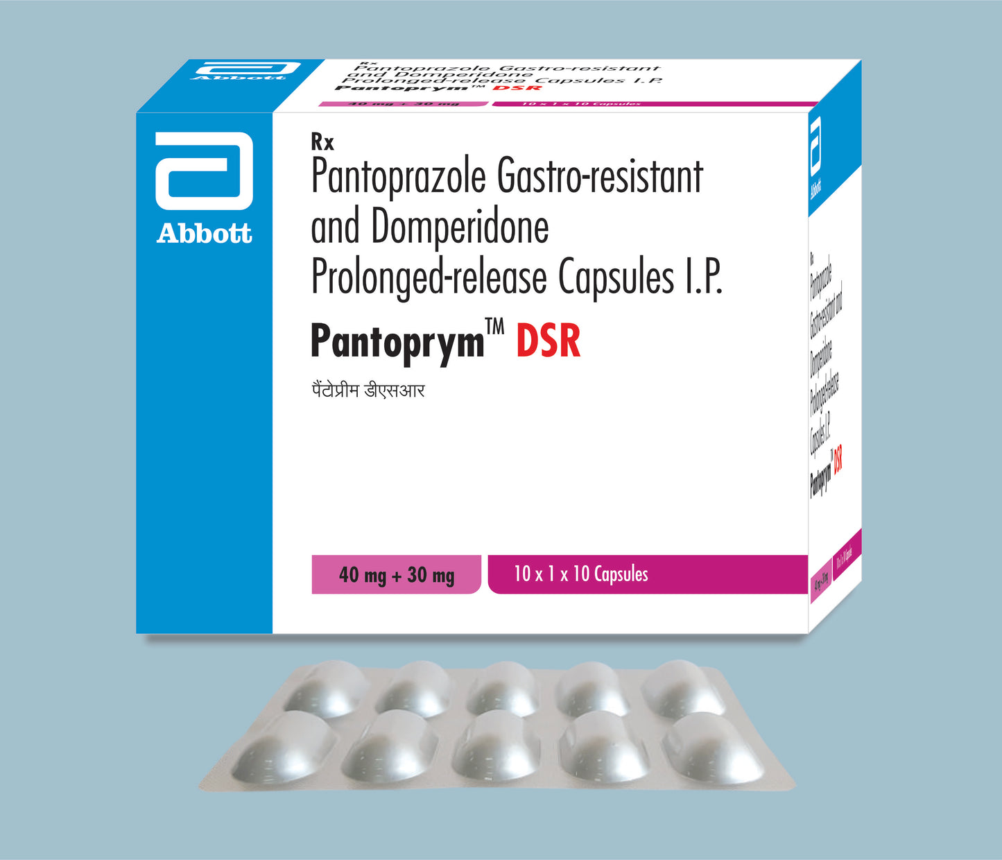 Pantoprym DSR Capsules (27x10x10's) Pantoprazole 40mg & Domperidone 30mg by Abbott