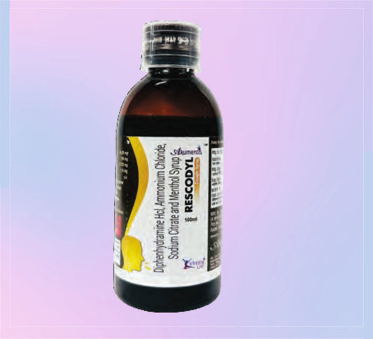 RESCODYL SYRUP 100ML (1X100ML) Diphenhydramine Hydrochloride 14.08 Mg + Ammonium Chloride 138 Mg + Sodium Citrate 57.03 Mg + Menthol 1.14 Mg by Akumentis