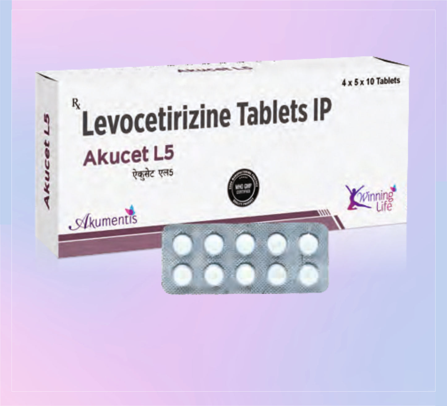 Akucet L5 Tab (Bl) 20x10 Levocetirizine 5 Mg by Akumentis
