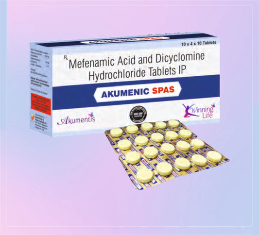 Akumenic Spas Tab (Bl) 10X4X10 10x4x10 Mefenamic Acid 250 Mg + Dicyclomine 10 Mg by Akumentis