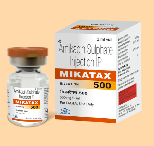 Mikatax 500 (2Ml Vial) 2mlAmikacin 500 Mg / 2 Ml by Alkem