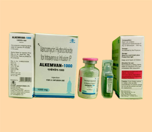 Alkemvan-1000 Injection (Vial) VIALVancomycin Hcl Ip Eq To Vancomycin 1000 Mg by Alkem