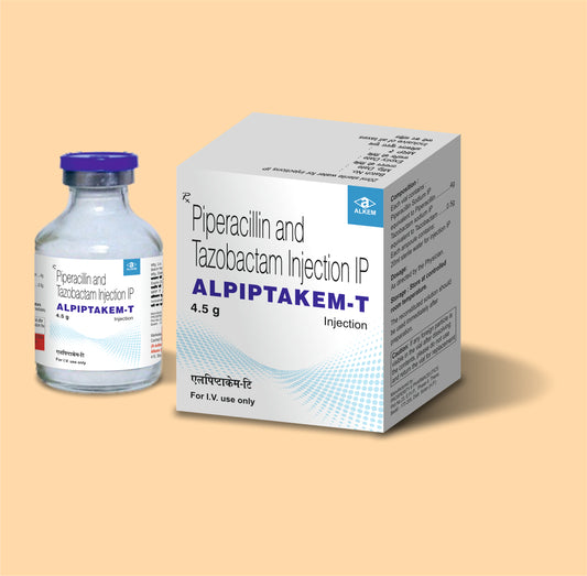 Alpiptakem-T Injection (Vial) VIALPiperacillin 4 G + Tazobactam 0.5 Mg by Alkem