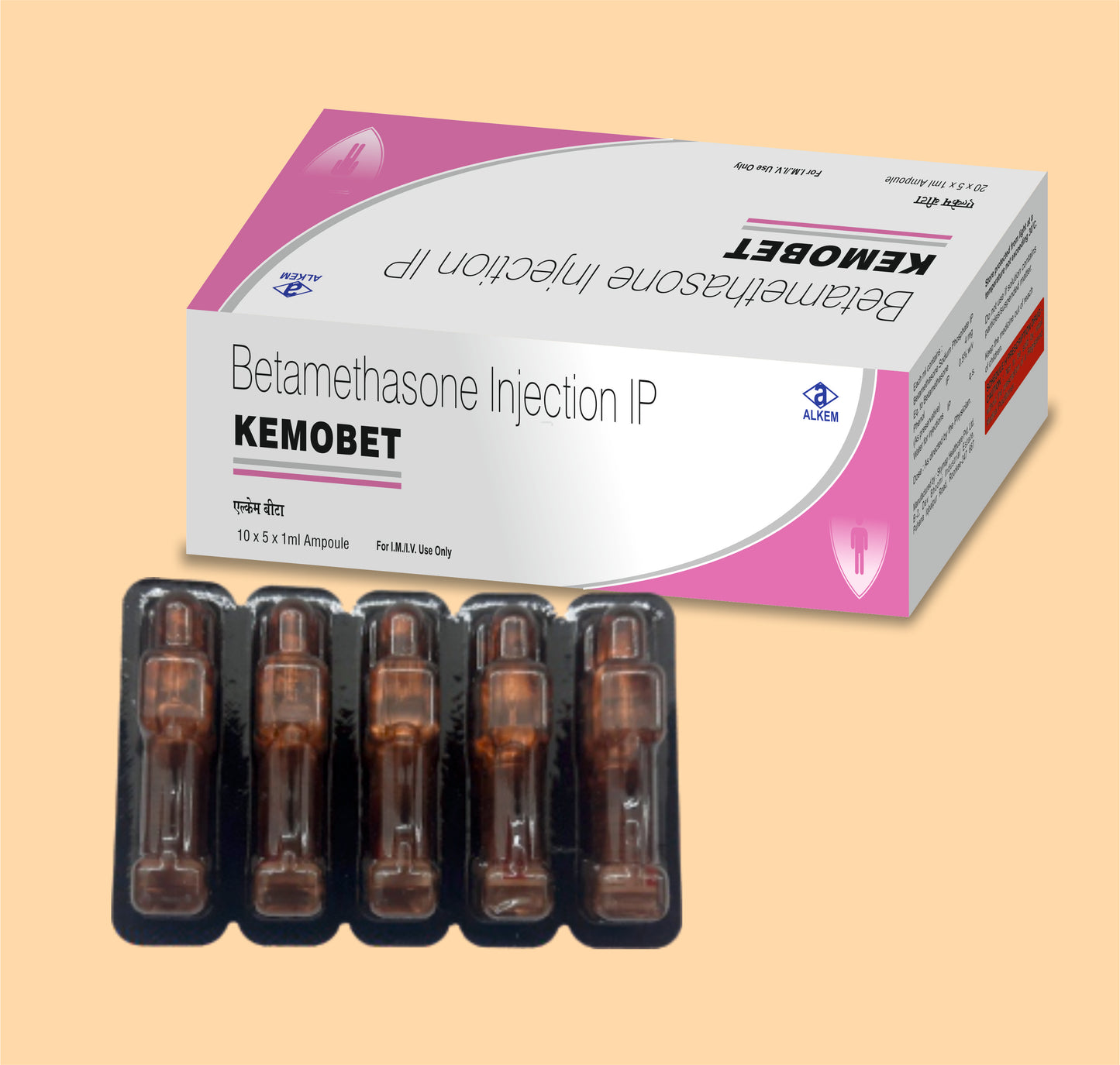 Kemobet Injection 1 mlBetamethasone Sodium Phosphate Eq. To Betamethasone 4Mg + Phenol Ip 0.5%W/V ( As Preservative) + Wfi Ip Q.S by Alkem