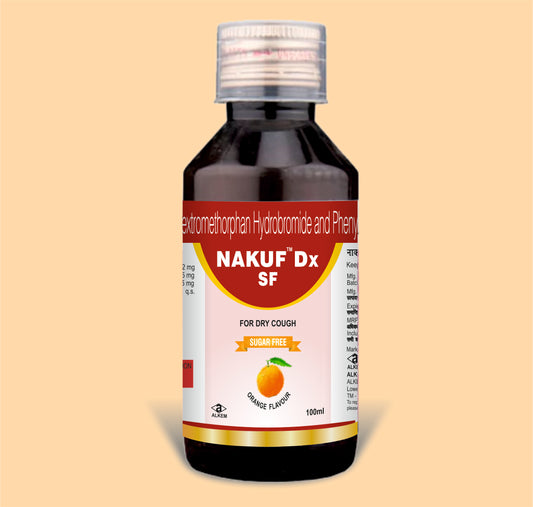 Nakuf Dx (100Ml) 100 mlChlorpheniramine Maleate 2 Mg + Dextromethorphan Hydrobromide 15 Mg + Phenylephrine Hcl 5 Mg / 5 Ml by Alkem