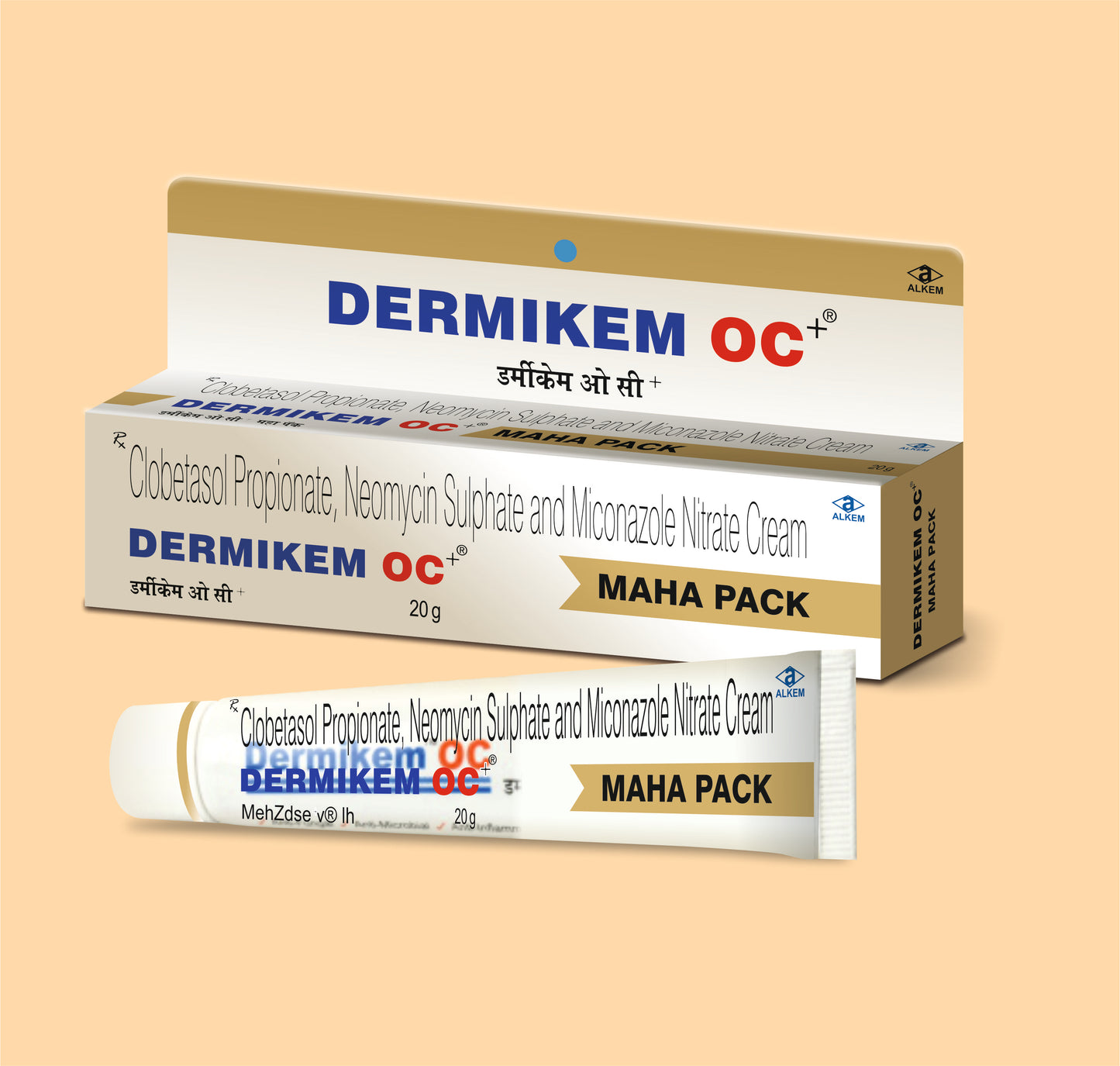 Dermikem Oc+ Cream (20G) 20 gmClobetasol Propionate 0.05 % W/W + Neomycin Sulphate 0.5% W/W + Miconazole Nitrate 2 % + Chlorocresol 0.1 % W/W by Alkem