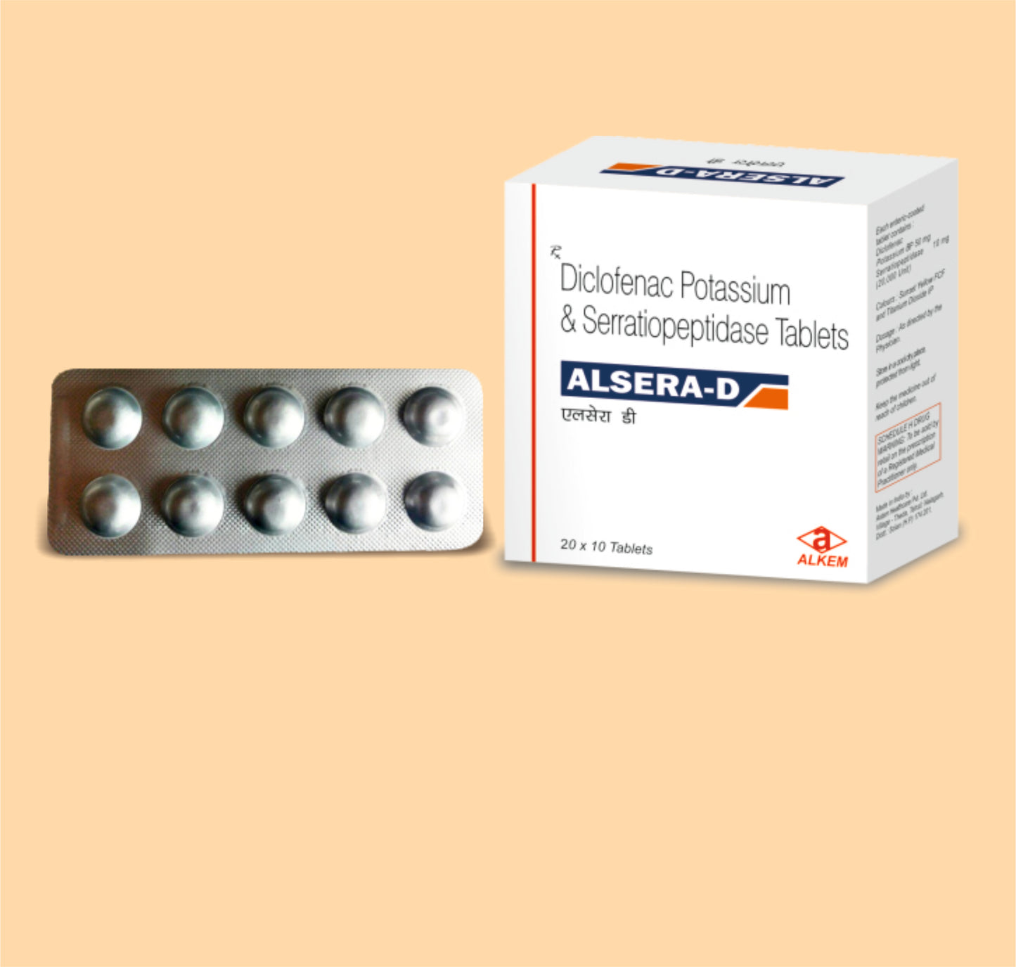 Alsera D 10'S 10'sDiclofenac Sodium 50 Mg + Serratiopeptidase 10 Mg by Alkem