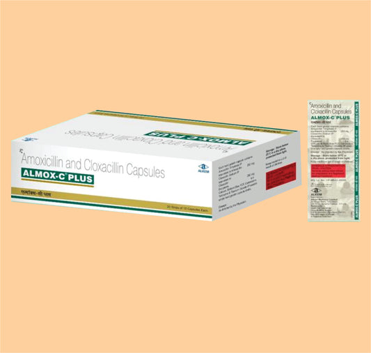ALMOX-C PLUS CAPSULES (10'S) (10s) Amoxicllin 250mg & Cloxacillin 250mg by Alkem