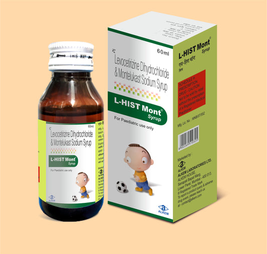 L-Hist Mont Suspension 60mlLevocetirizine Dihydrochloride 2.5 Mg + Montelukast Sodium 4 Mg / 5 Ml by Alkem