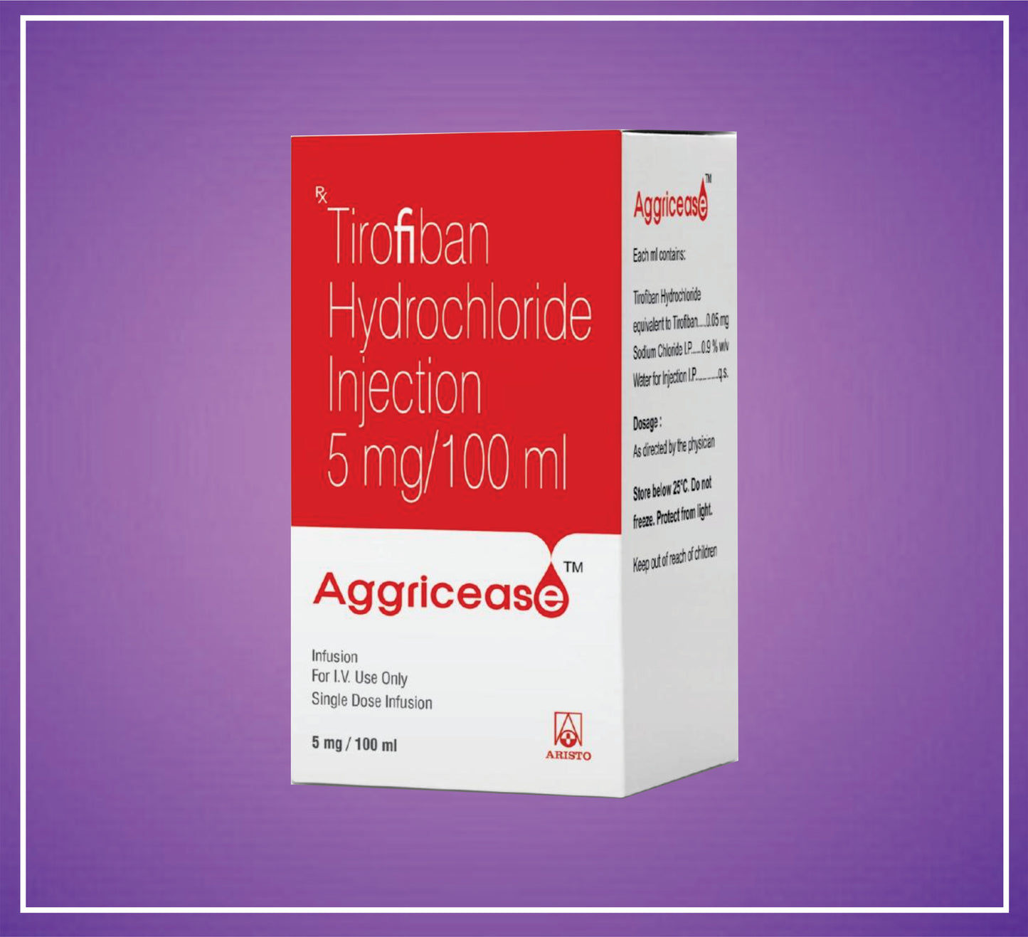 AGGRICEASE 5mg/100ml ( Tirofiben HCL ) by Aristo