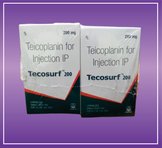 TECOSURF 200 MG INJ  (TICOPLANIN 200MG) by Aristo