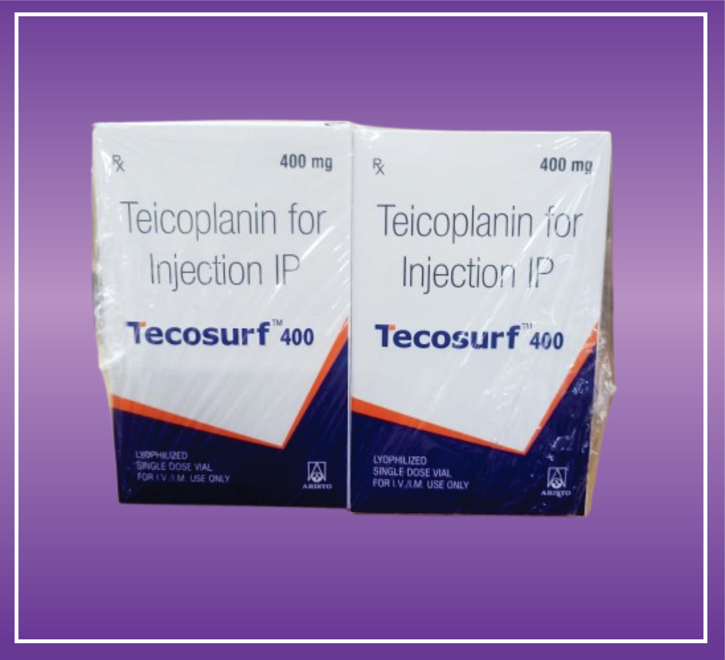 TECOSURF 400 MG INJ  (TICOPLANIN 400MG) by Aristo