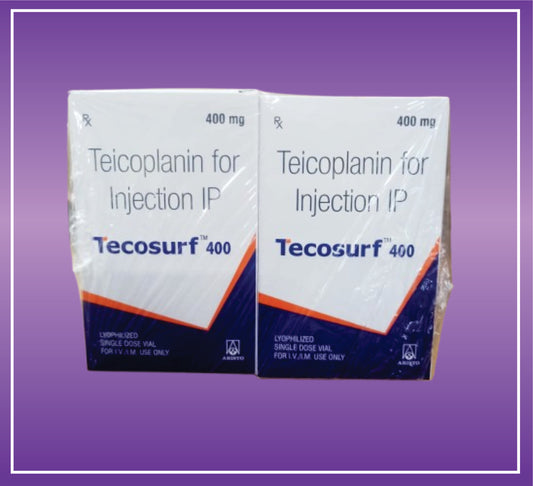 TECOSURF 400 MG INJ  (TICOPLANIN 400MG) by Aristo