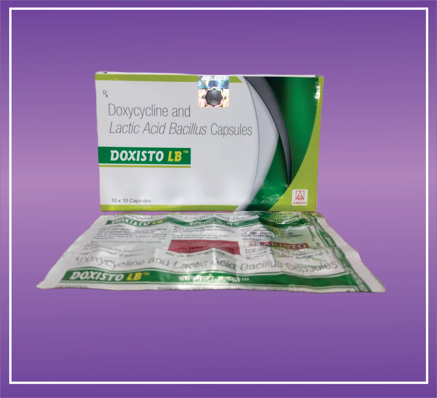 Doxisto LB Cap (10x1x10) Doxycycline 100mg + Lactobacillus (5Billion Spores) Cap by Aristo