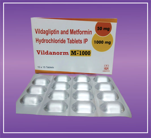Vildanorm-M 1000 Tab (10x15) Vildagliptin 50mg + Metformin 1000mg by Aristo