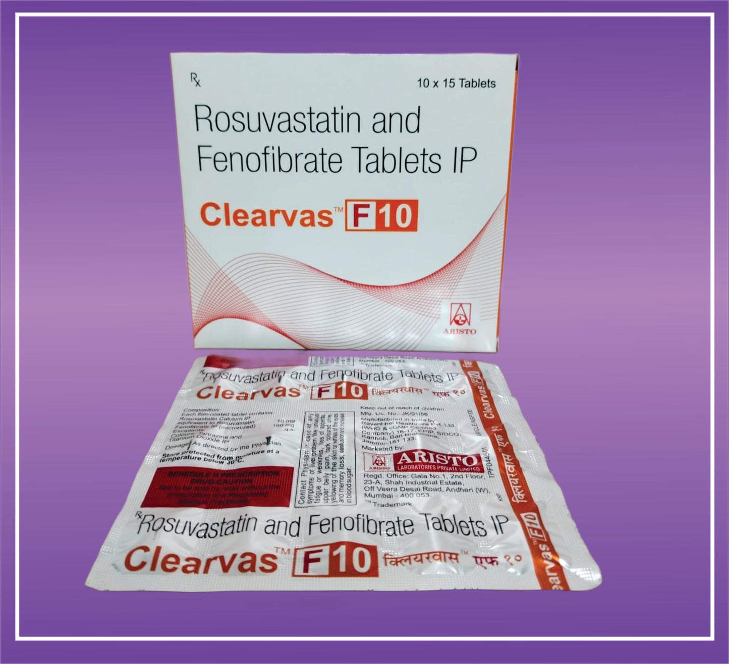 Clearvas F-10 Tab (10x15) Rosuvastatin 10mg + Fenofibrate 160mg by Aristo