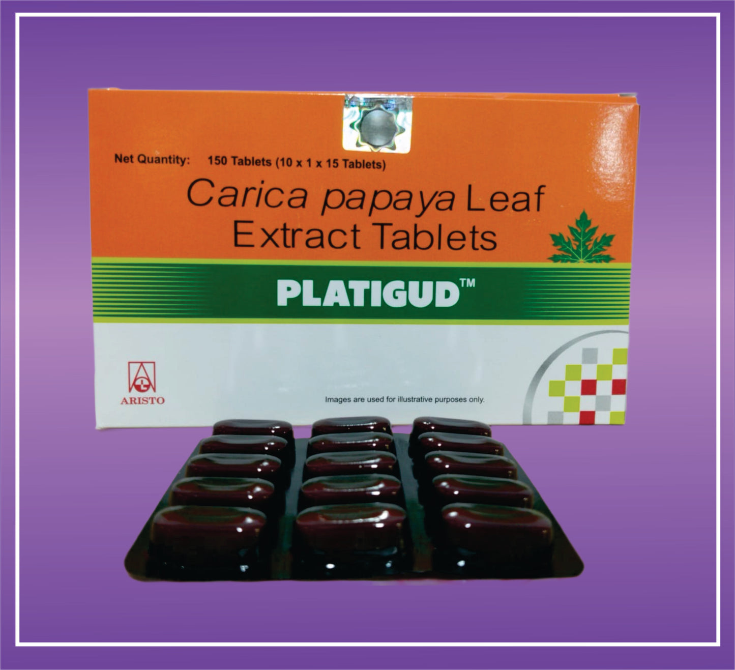 Platigud Tab (10x1x15) Carica Papaya Leaf Extract 1100mg by Aristo
