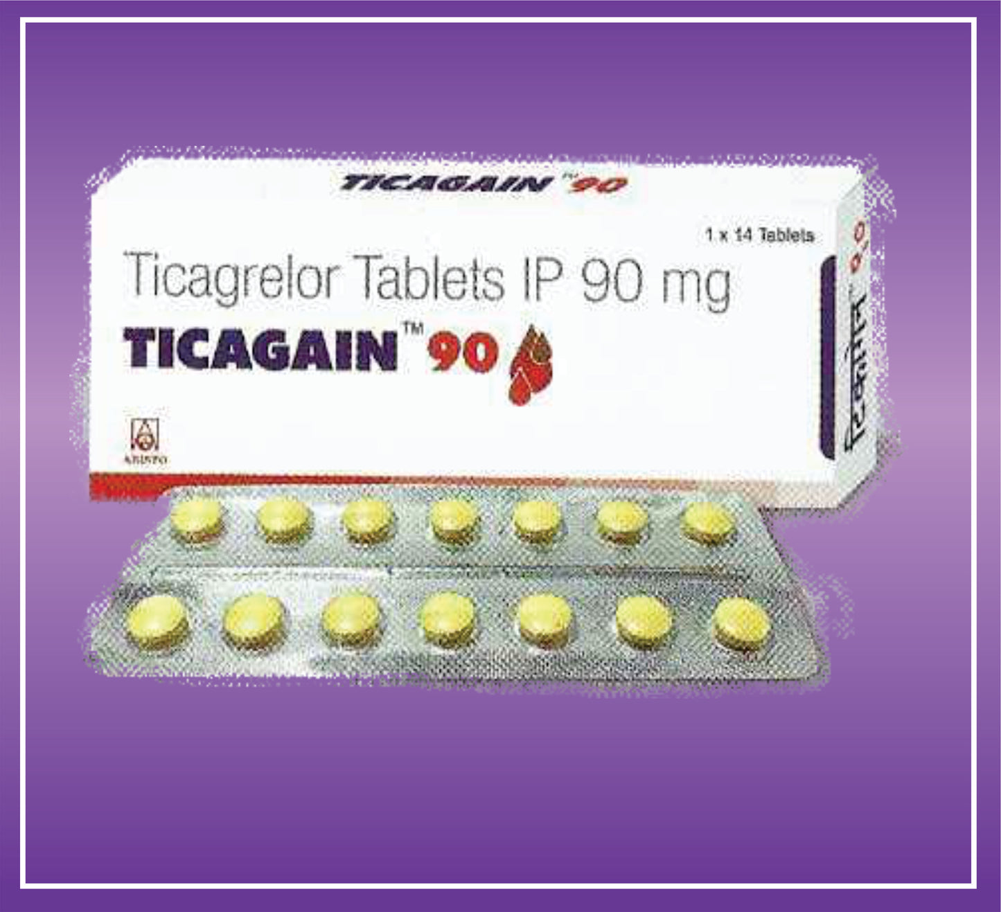 Ticagain 90 Tab (10x1x14) Ticagrelor 90mg by Aristo