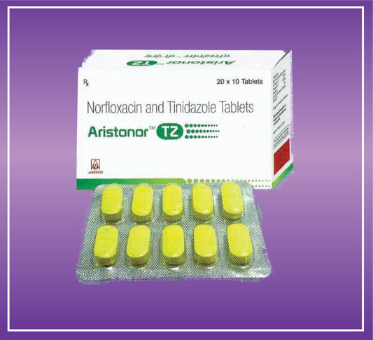 Aristonor-TZ Tab (20x10) Norfloxacin 400mg + Tinidazole 600mg by Aristo