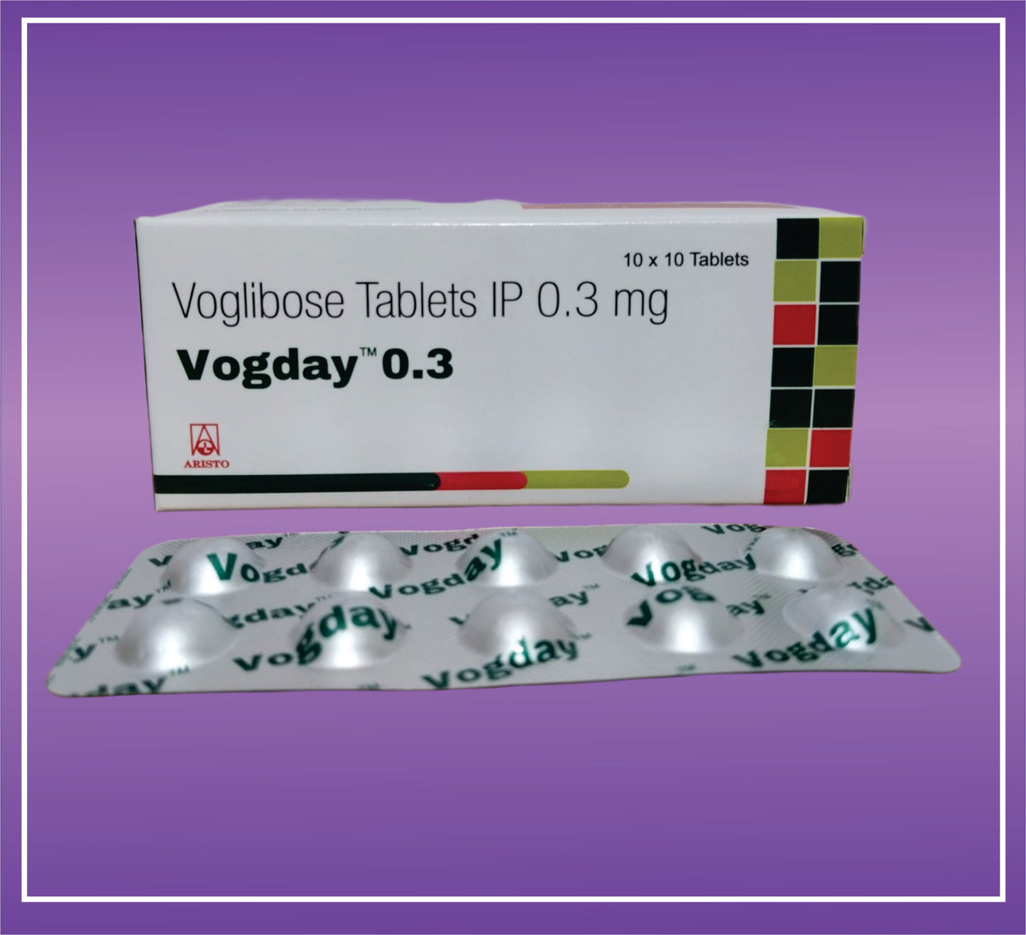 Vogday.03 Tab (10x10) Voglibose 0.3mg by Aristo