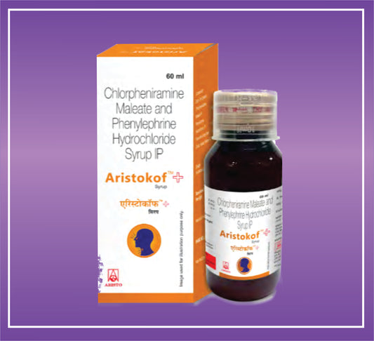 Aristokof Plus Syrup (60 ml) Chlorpheniramine 2 mg, Phenylephrine 5 mg Syr by Aristo