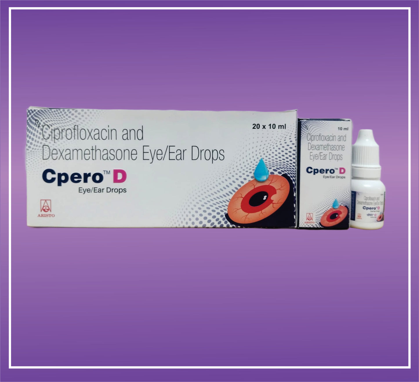 Cpero D Eye/Ear Drop (10ml) Ciprofloxacin 0.3% w/v + Dexamethasone 0.1% w/v + Benzalkonium solution 0.02% w/v by Aristo