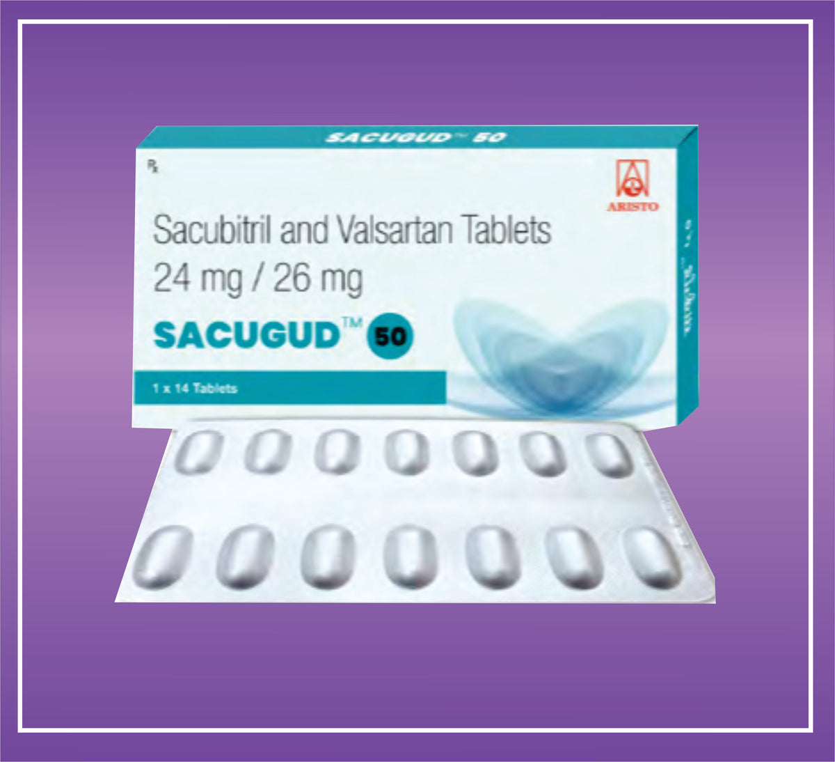 Sacugud 50 Tab (10x1x14) Sacubritil 24mg + Valsartan 26mg by Aristo