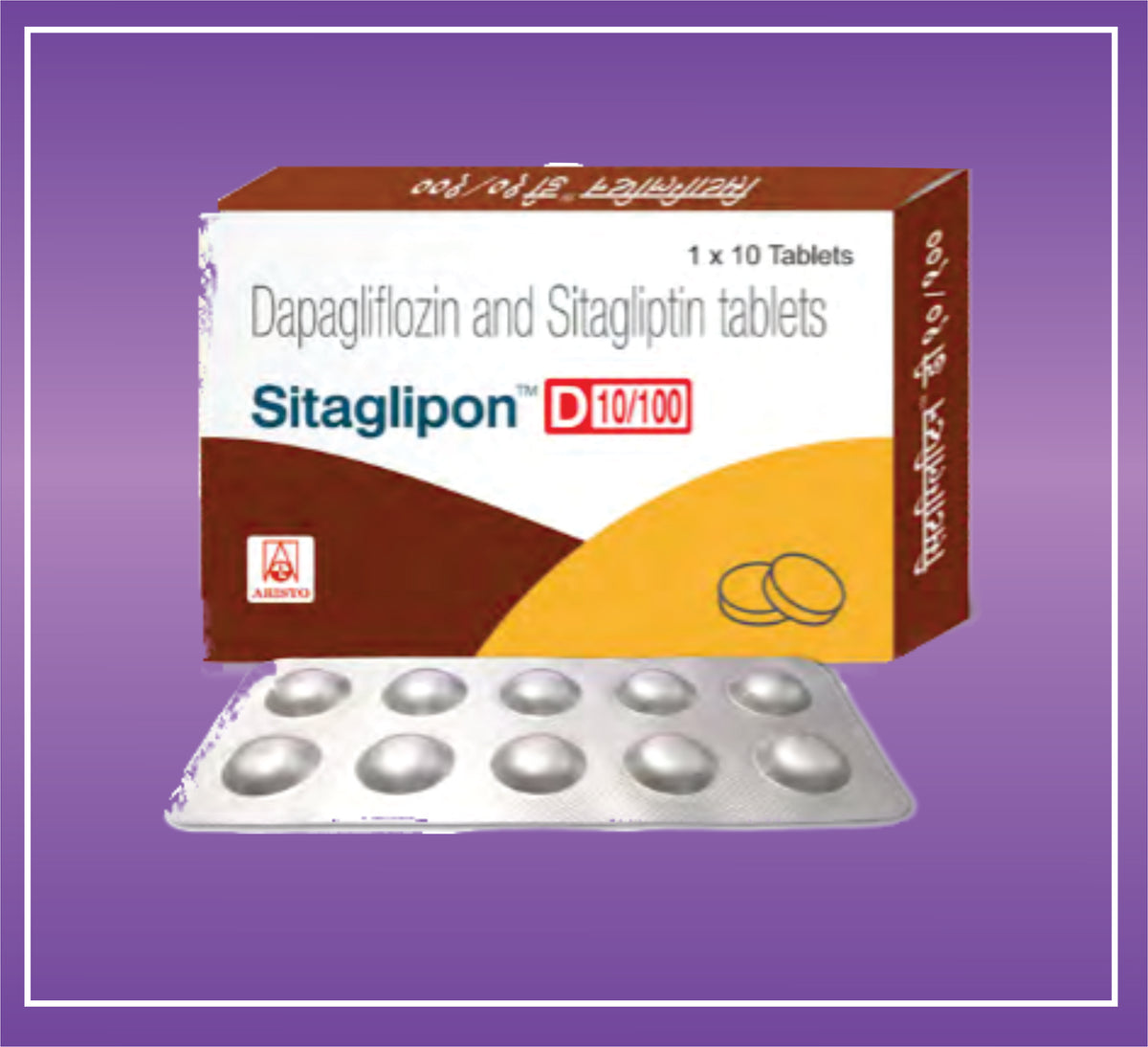 Sitaglipon D-10/100 Tab (10x10) Sitagliptin 100mg + Dapagliflozin 10mg by Aristo