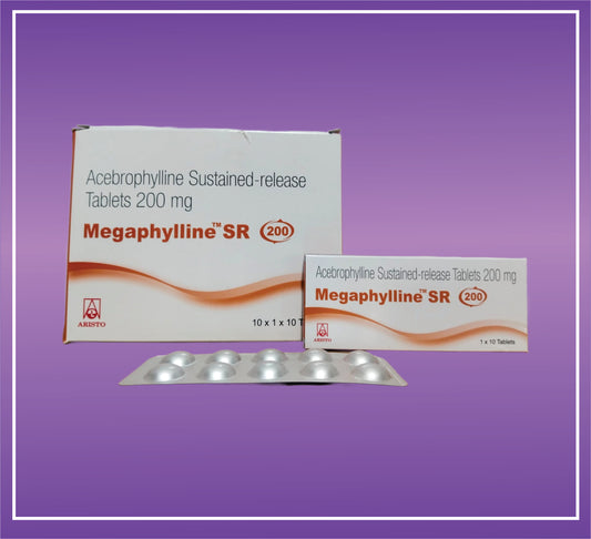 Megaphylline 200SR Tab (10x1x10) Acebrophylline 200mg Sustained Release by Aristo
