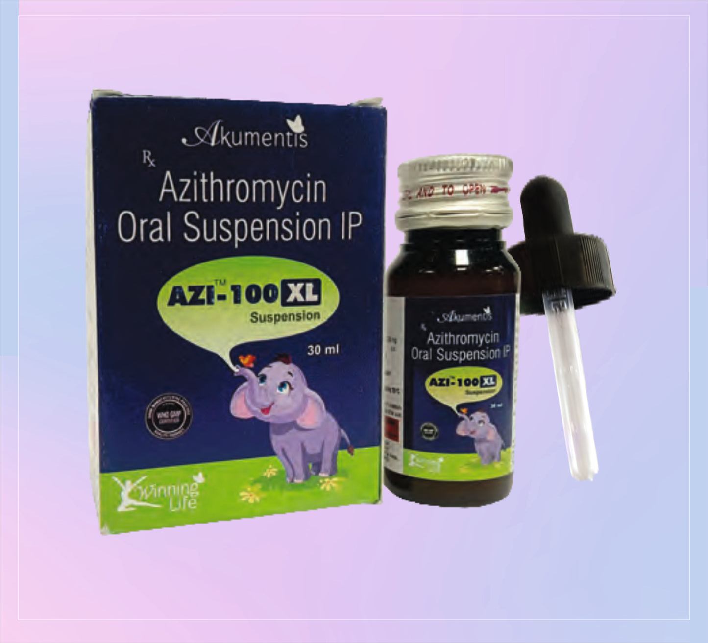Azi-100Xl Susp 30Ml 1x30ML Azithromycin 100 Mg   by Akumentis