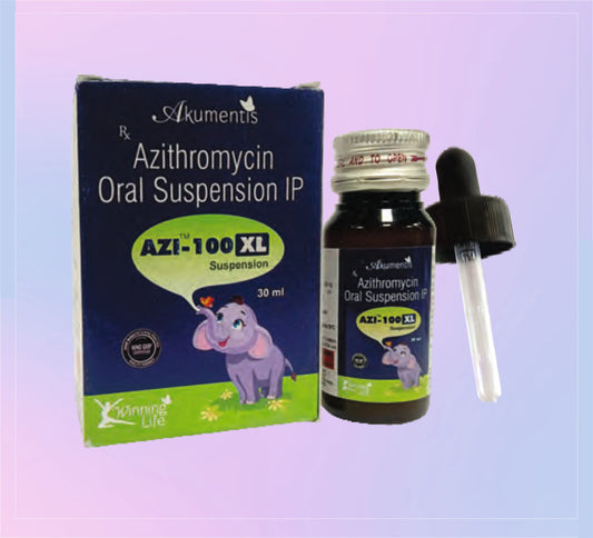 Azi-100Xl Susp 30Ml 1x30ML Azithromycin 100 Mg   by Akumentis
