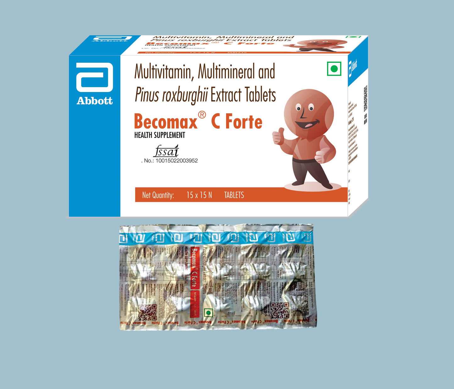 BECOMAX C FORTE TABLETS 15 Tabs ( Multivitamin, Multimineral and Pinus Roxburghii Extract ) by Abbott