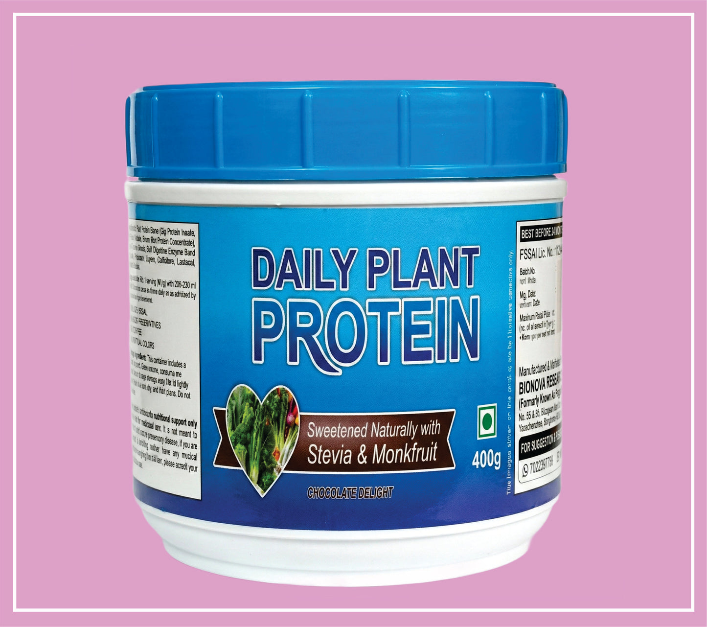 BIONOVA PLANT PROTEIN (CHOCOLATE) 400 g (Plant Protein, Digestive Enzyme Blend) by Bionova