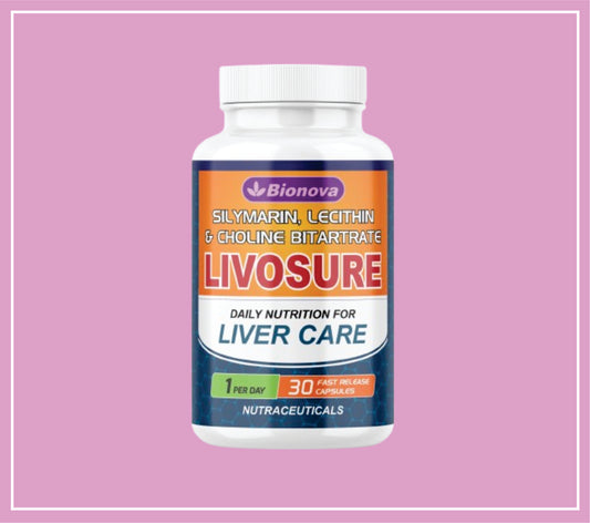 LIVOSURE CAPS 30's (Silymarin-140mg, Lecithin-225mg & Choline Bitartrate- 50mg) by Bionova